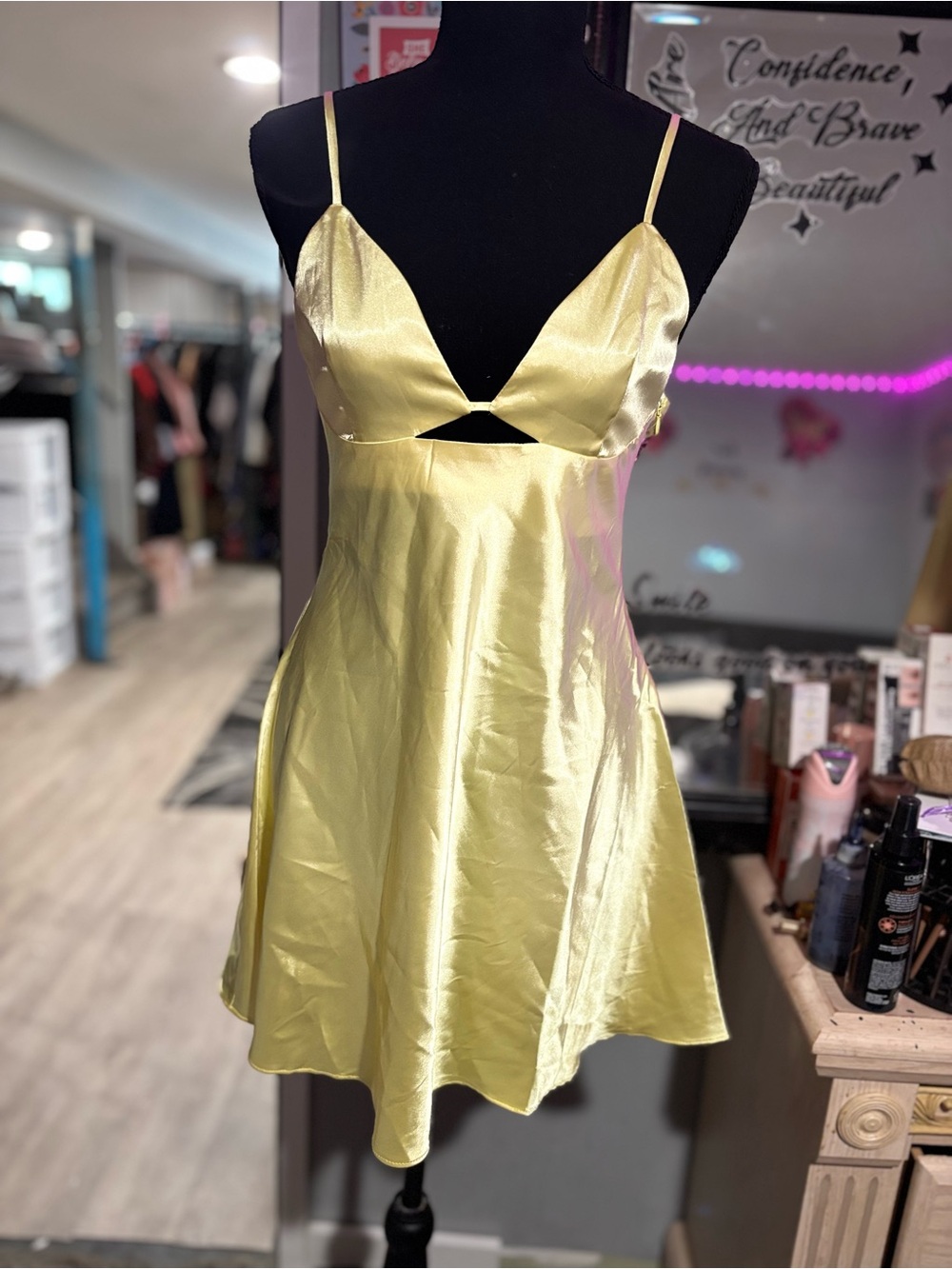 NWT “Idem ditto” Lingerie Dress with Cutout-Lemon Yellow & Free Beauty Gift Bag